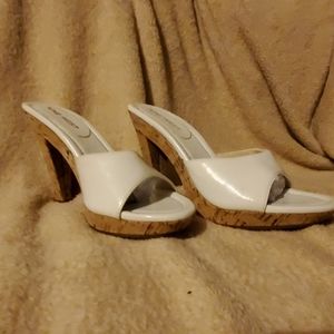 9 West 3.5" White open toe pump. Size 7